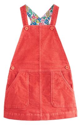 Mini Boden Kids' Cotton Corduroy Overall Dress in Coral Pink