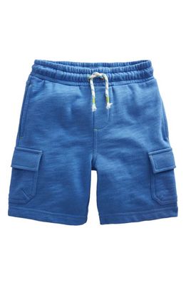 Mini Boden Kids' Cotton Knit Drawstring Cargo Shorts in Delft Blue