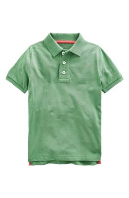 Mini Boden Kids' Cotton Piqué Polo Shirt in Deep Grass Green