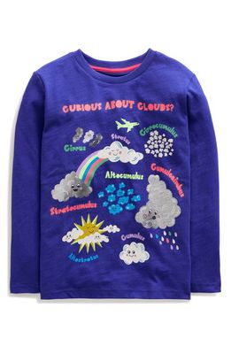 Mini Boden Kids' Curious About Clouds Long Sleeve Graphic T-Shirt in Blue Heron Clouds