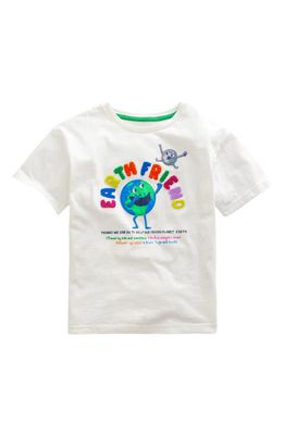 Mini Boden Kids' Earth Appliqué Cotton Graphic T-Shirt in Ivory Earth