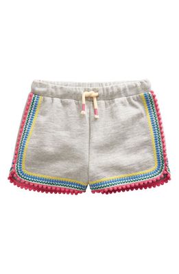 Mini Boden Kids' Embroidered Cotton Jersey Shorts in Grey Marl