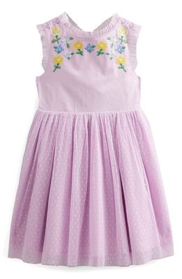 Mini Boden Kids' Embroidered Cross Back Dress in Pale Purple