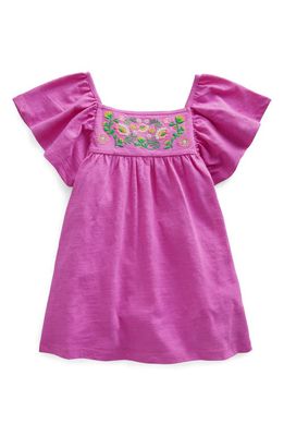 Mini Boden Kids' Embroidered Flutter Sleeve Cotton Top in Orchid