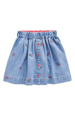 Mini Boden Kids' Embroidered Skirt in Scattered Rainbow Embroidery
