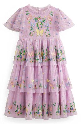 Mini Boden Kids' Embroidered Tulle Dress in Pale Sweet Pea Purple