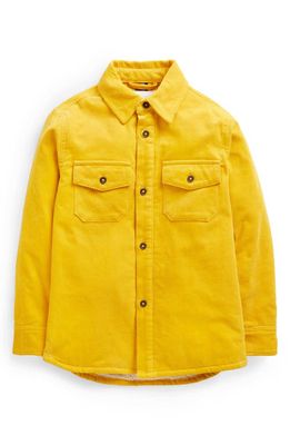 Mini Boden Kids' Faux Fur Lined Corduroy Shirt in Honeycomb Yellow Cord