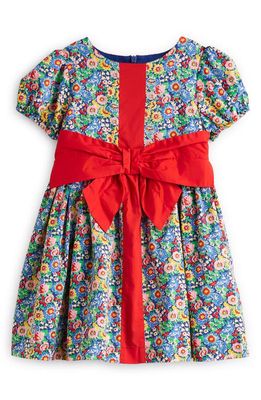 Mini Boden Kids' Floral Bow Front Cotton Dress in Multi Floral Bow