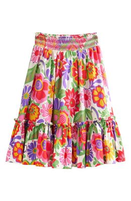 Mini Boden Kids' Floral Cotton Knit Skirt in Green Multi Festival Floral