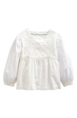 Mini Boden Kids' Floral Embroidered Cotton Blouse in Ivory