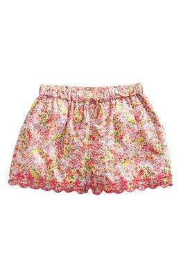 Mini Boden Kids' Floral Embroidered Cotton Drawstring Shorts in Peach Punch Spring Time Floral