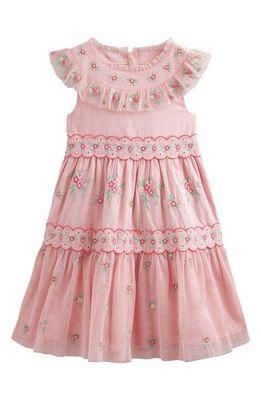 Mini Boden Kids' Floral Embroidered Woven Dress in Provence Pink