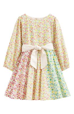 Mini Boden Kids' Floral Long Sleeve Cotton Fit & Flare Dress in Rainbow Hotchpotch Floral