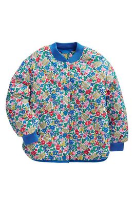 Mini Boden Kids' Floral Print Quilted Fleece Lined Bomber Jacket in Multi Flowerbed