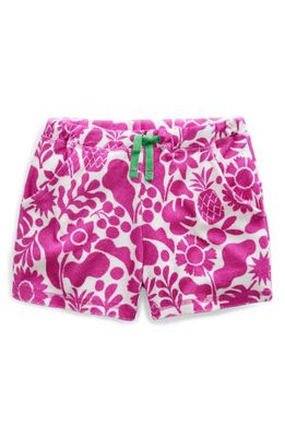 Mini Boden Kids' Floral Print Terry Shorts in Pink Holiday Floral