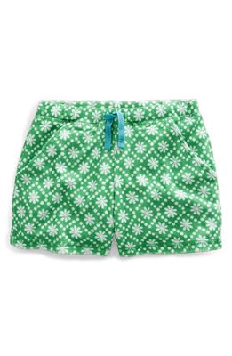 Mini Boden Kids' Floral Print Terry Shorts in School Green Daisies