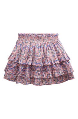 Mini Boden Kids' Floral Ruffle Cotton Jersey Skort in Lupin And Peach Paisley