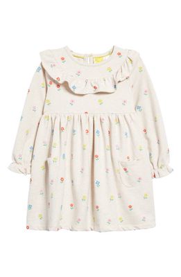 Mini Boden Kids' Floral Ruffle Jersey Dress in Oatmeal Marl Little Flowers