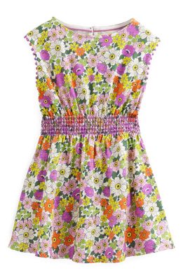 Mini Boden Kids' Floral Smocked Waist Dress in Ivory Radiant Orchid