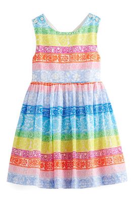Mini Boden Kids' Floral Stripe Crossback Cotton Dress in Multi Wallpaper Stri