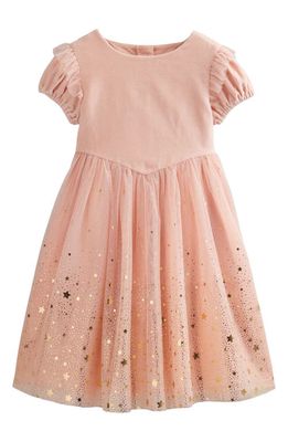 Mini Boden Kids' Foil Star Tulle Party Dress in Provence Dusty Pink /Gold