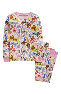Mini Boden Kids' Folk Art Fitted Two-Piece Cotton Pajamas in Multi Folk Freinds