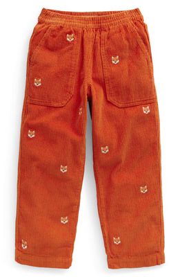 Mini Boden Kids' Fox Appliqué Chunky Corduroy Pants in Chestnut Brown Fox