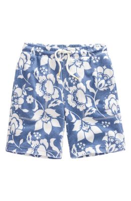 Mini Boden Kids' French Terry Drawstring Shorts in Blue Floral