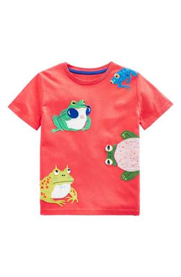 Mini Boden Kids' Frog Appliqué T-Shirt in Jam Frogs