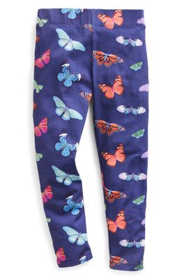 Mini Boden Kids' Fun Butterfly Stretch Cotton Leggings in College Navy Butterflies