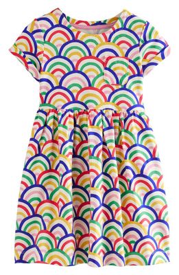 Mini Boden Kids' Fun Rainbow Print Cotton Jersey Dress in Ivory Multi Rainbow