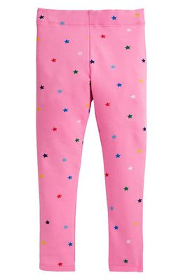 Mini Boden Kids' Fun Star Print Stretch Cotton Leggings in Bright Petal Pink Stars