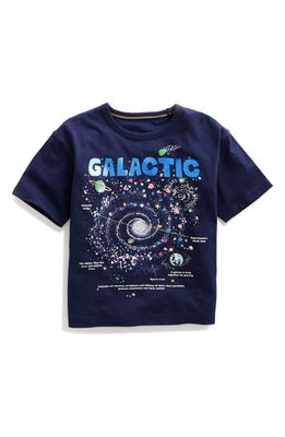 Mini Boden Kids' Galaxy Glow in the Dark Graphic T-Shirt in College Navy Galaxy