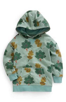 Mini Boden Kids' Green Tree French Terry Graphic Hoodie in Green Trees