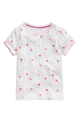 Mini Boden Kids' Heart Print Pointelle Top in Ivory Hearts