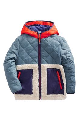 Mini Boden Kids' High Pile Fleece Jacket in Puddle Blue