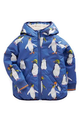 Mini Boden Kids' High-Pile Fleece Lined Jacket in Penguin Print