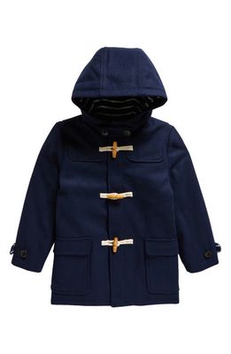 Mini Boden Kids' Hooded Duffle Coat in French Navy