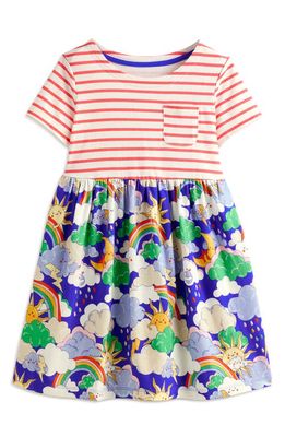 Mini Boden Kids' Hotchpotch Cotton Jersey T-Shirt Dress in Multi Mega Weather