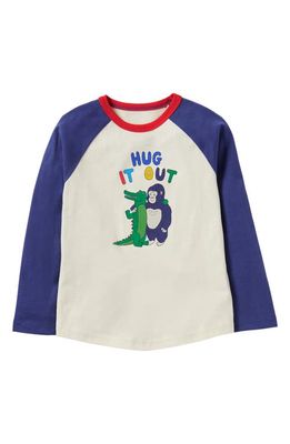 Mini Boden Kids' Hug It Out Cotton Raglan T-Shirt in Ivory Hug It Out