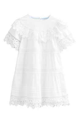 Mini Boden Kids' Lace Tiered Dress in White