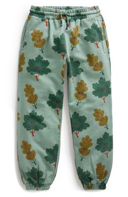 Mini Boden Kids' Leaf Print Cotton Sweatpants in Monster Green Trees