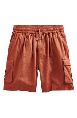 Mini Boden Kids' Linen & Cotton Cargo Shorts in Roasted Chestnut
