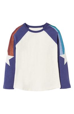 Mini Boden Kids' Long Sleeve Raglan T-Shirt in Ivory Zoom Stars