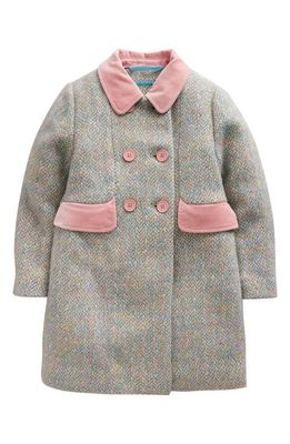 Mini Boden Kids' Metallic Coat in Pink /Blue Herringbone