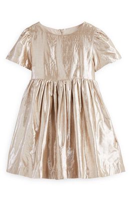 Mini Boden Kids' Metallic Short Sleeve Dress in Gold Metallic