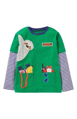 Mini Boden Kids' Occupational Appliqué Cotton T-Shirt in Rosemary Green Conservationist