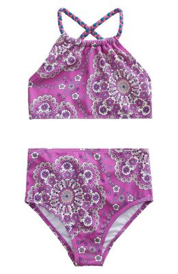 Mini Boden Kids' Paisley Two-Piece Swimsuit in Radiant Orchid Dizzy Daisy
