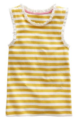Mini Boden Kids' Patterned Cotton Jersey Tank Top in Sweetcorn Yellow/Ivory
