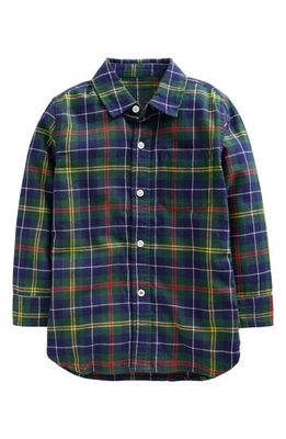 Mini Boden Kids' Plaid Flannel Button-Up Shirt in Green/Navy/Yellow